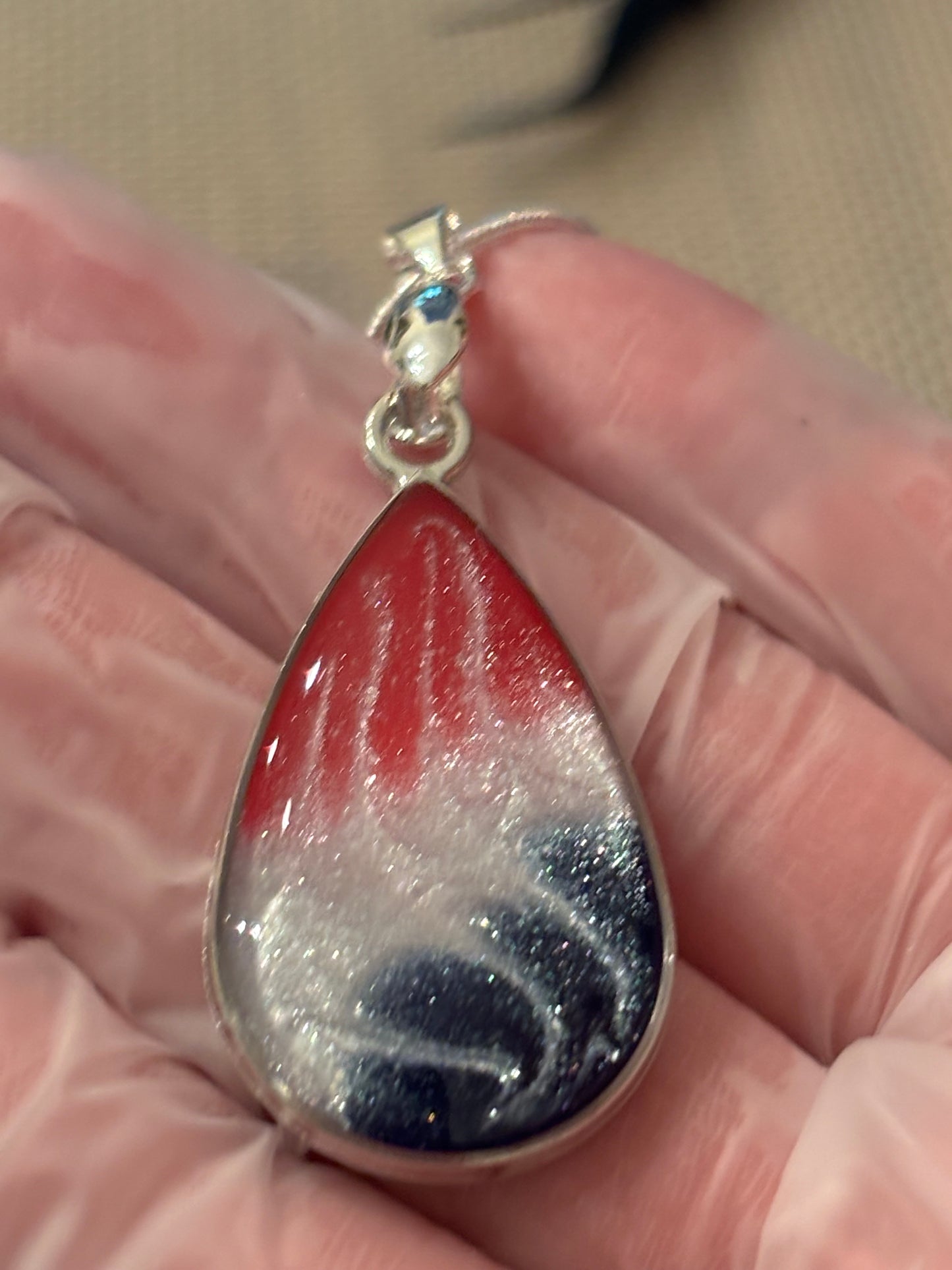 Patriotic Resin Swirl Pendant - 20-inch Chain Included