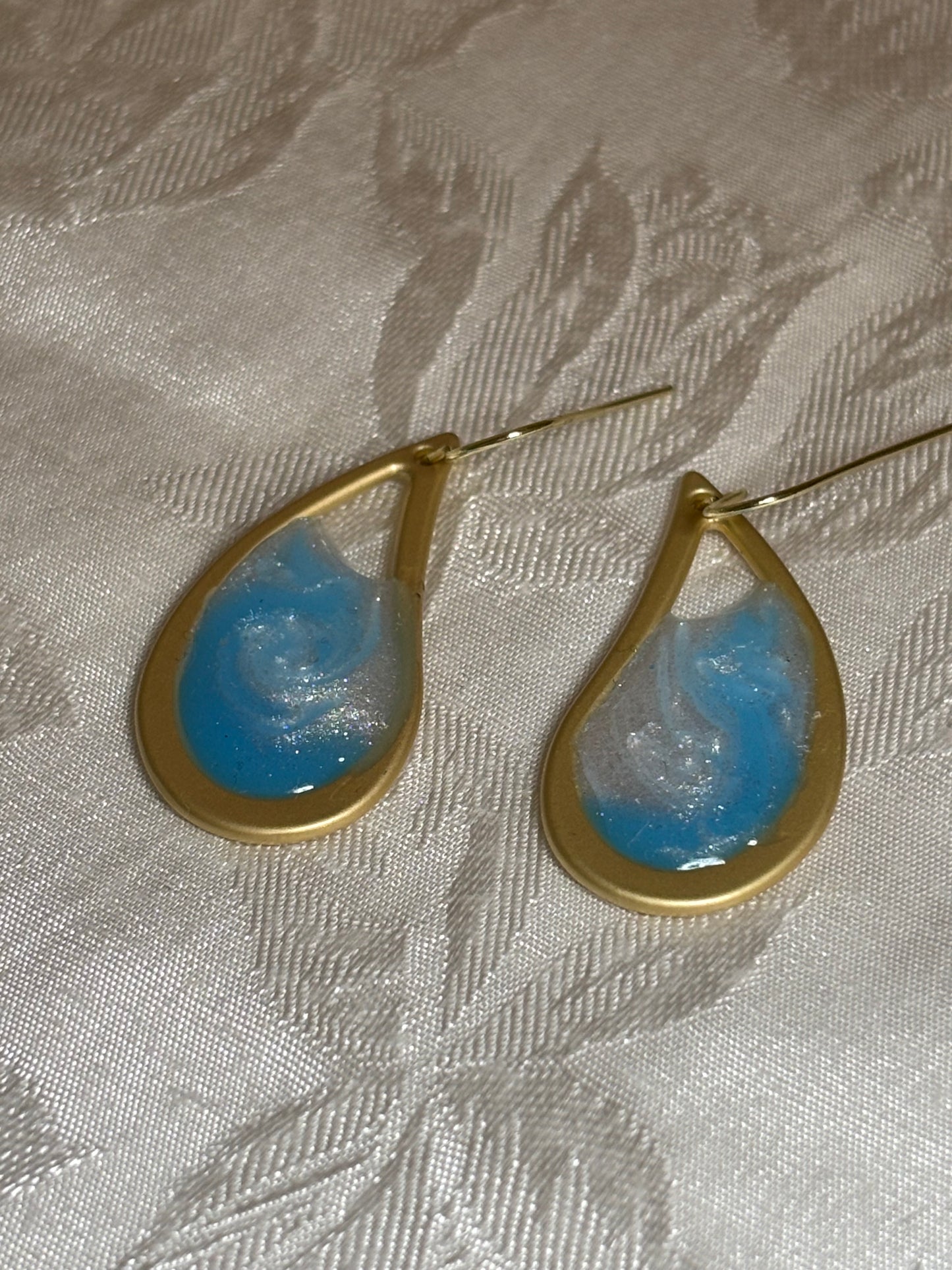 Ocean Mist Resin Teardrop Earrings | Handmade Coastal Earrings