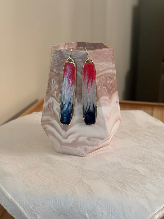 Featured on Facebook Red White & Blue Resin Earrings | Handmade Patriotic Statement Dangles