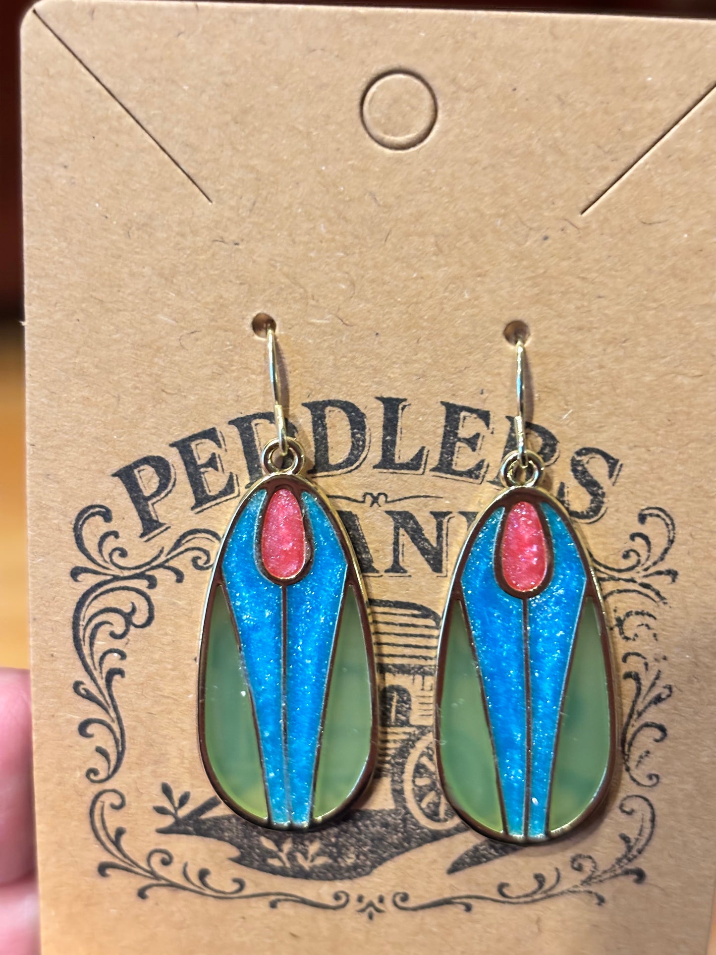 Colorful Tulip Teardrop Earrings | Art Nouveau Inspired Dangle Earrings | Handmade Resin Floral Jewelry | Lightweight Statement Earrings