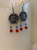 Route 66 Dangle Earrings – Americana Red White Blue Travel Jewelry