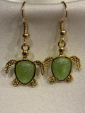 Sea Turtle Dangle Earrings – Resin-Filled Gold Ocean Jewelry (Multiple Colors)
