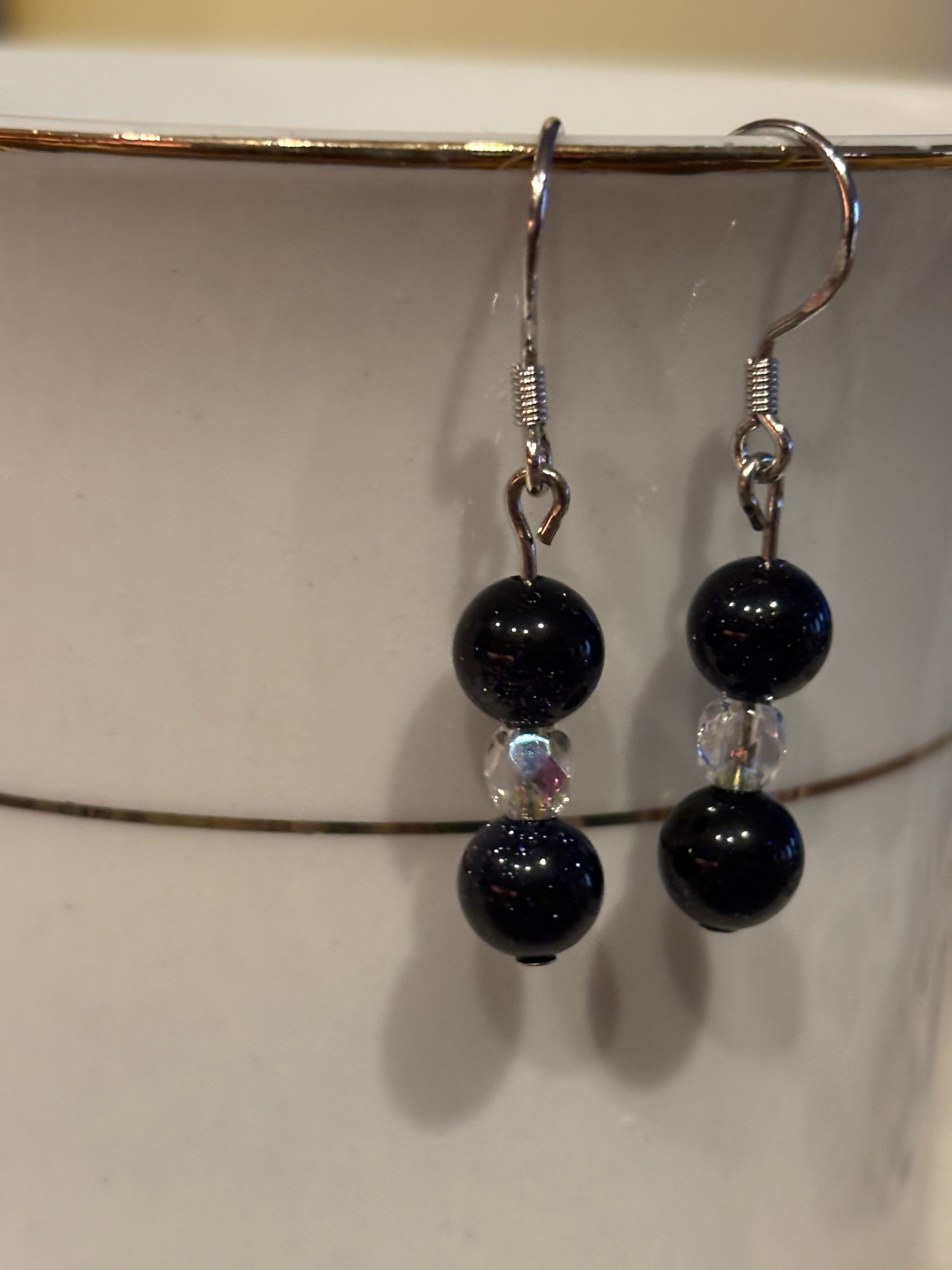 Blue Moonstone Dangle Earrings – Minimalist Celestial Gemstone Jewelry