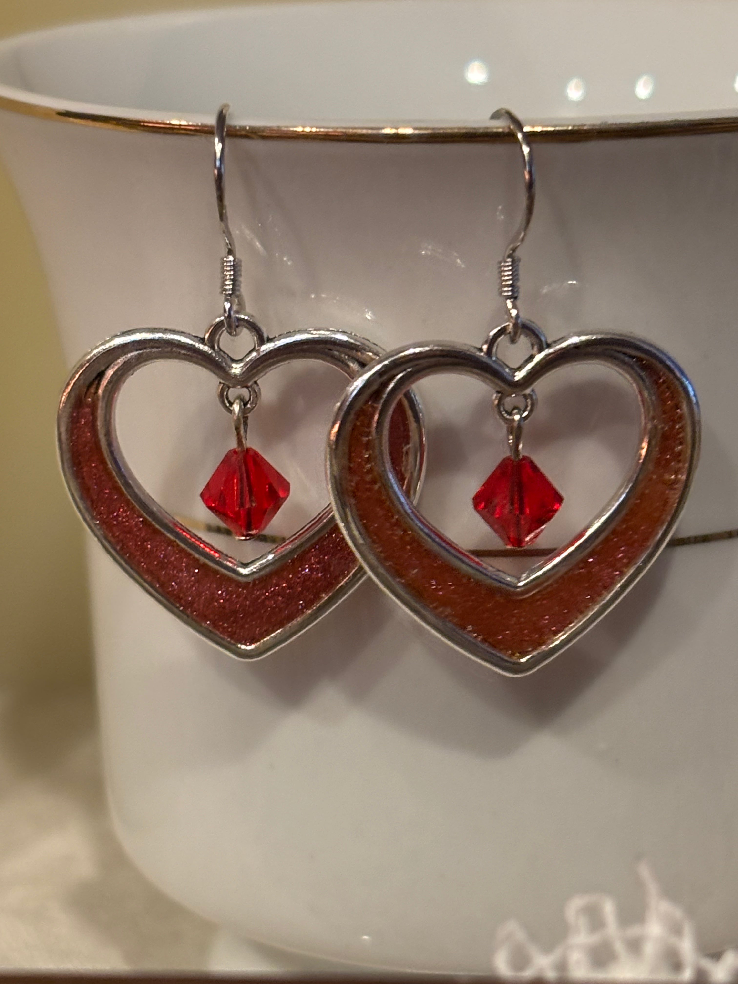 Resin-Filled Heart Earrings – Colorful Dangle Jewelry (Multiple Colors Available)