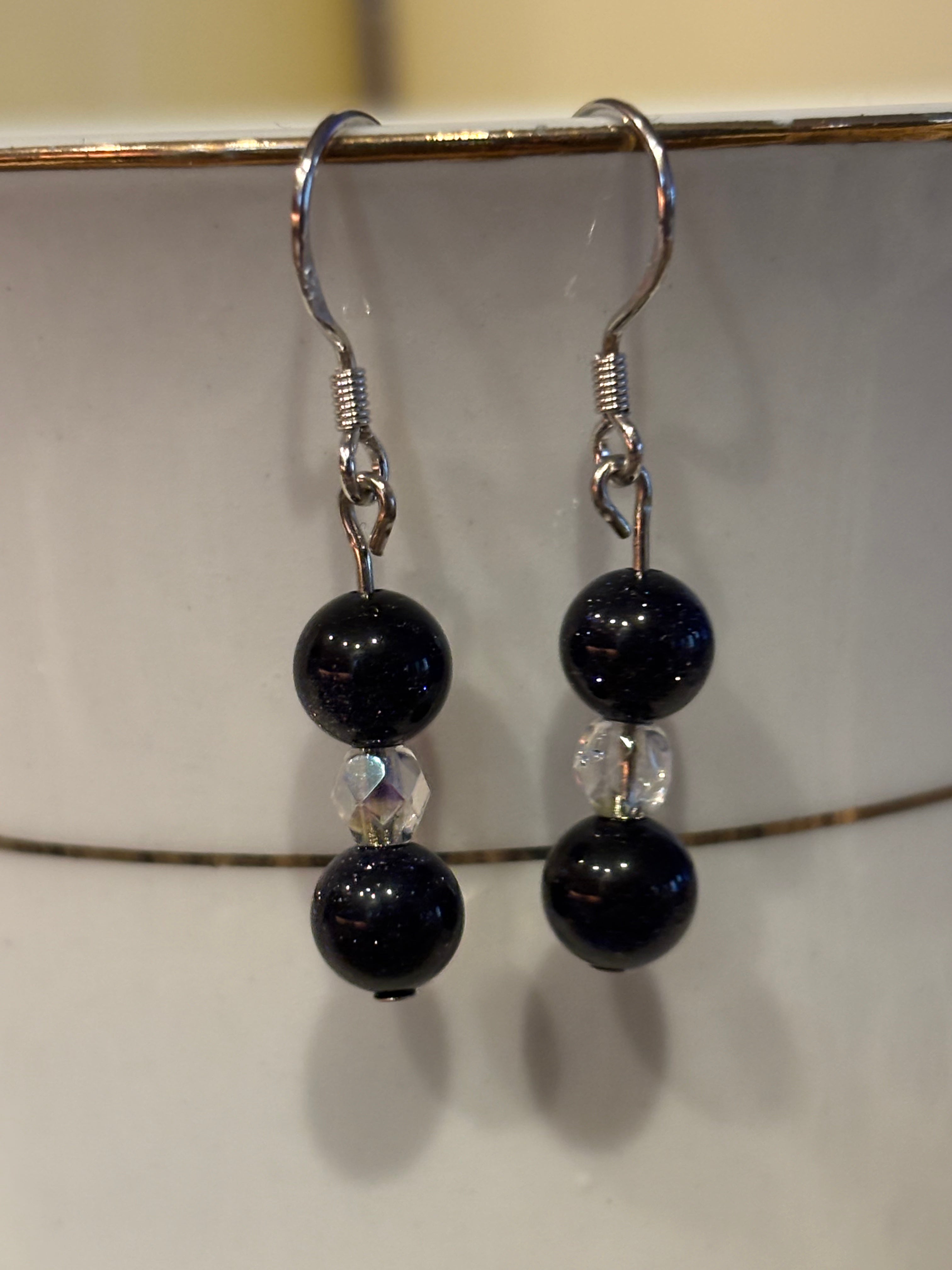 Blue Moonstone Dangle Earrings – Minimalist Celestial Gemstone Jewelry