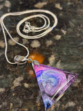 Triangular Petri-Effect Resin Pendant – Abstract Swirl Galaxy Art Necklace
