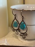 Turquoise & Copper Teardrop Earrings – Boho Southwestern Handmade Jewelry