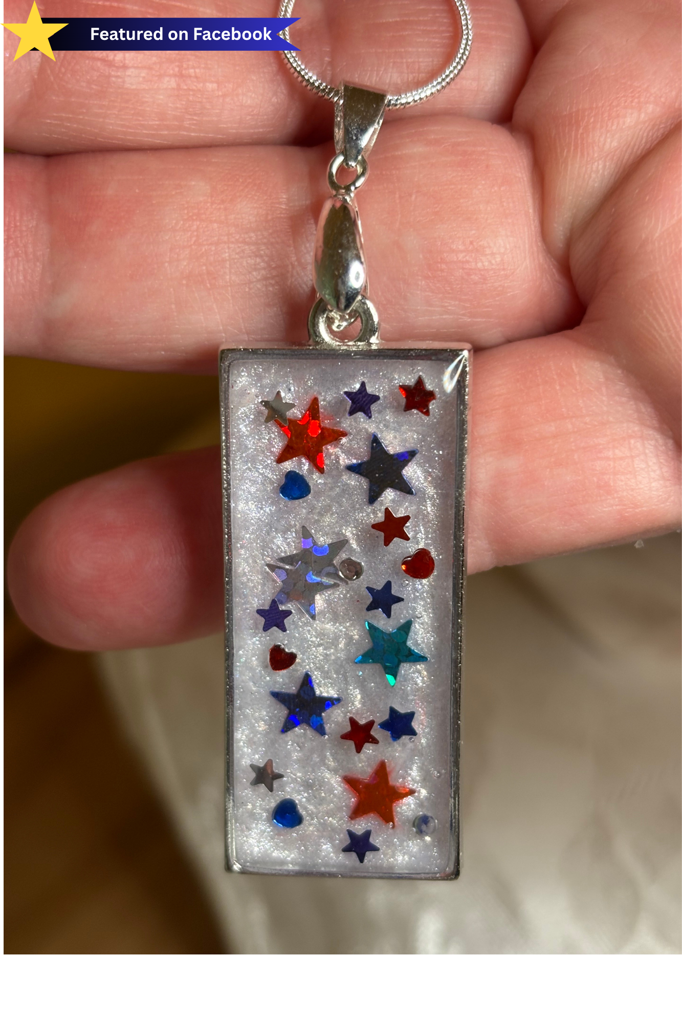 Handmade Americana Resin Necklace | Layered Star Pendant