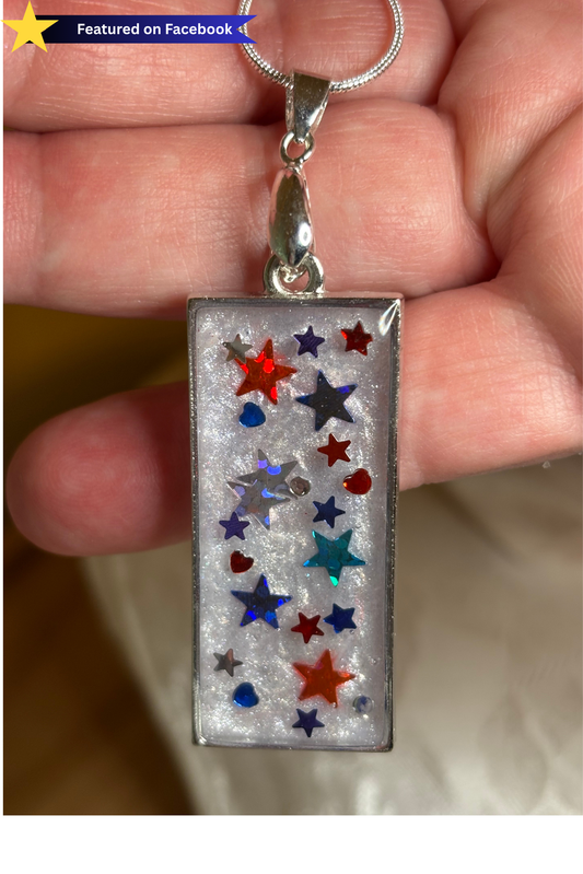 Handmade Americana Resin Necklace | Layered Star Pendant