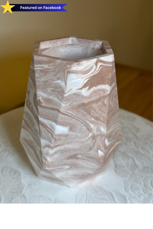 Handmade Marbelux Decorative Vase | Chocolate & Cream Marble Effect
