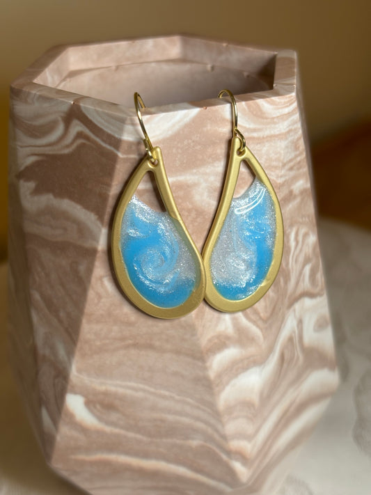 Ocean Mist Resin Teardrop Earrings | Handmade Coastal Earrings