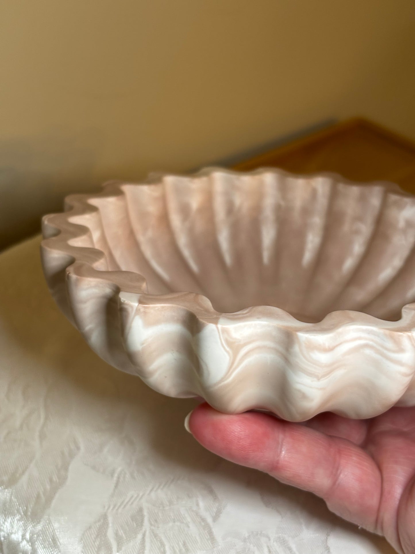 Chocolate & Cream Marbled Catchall Bowl | Artisan Home Decor