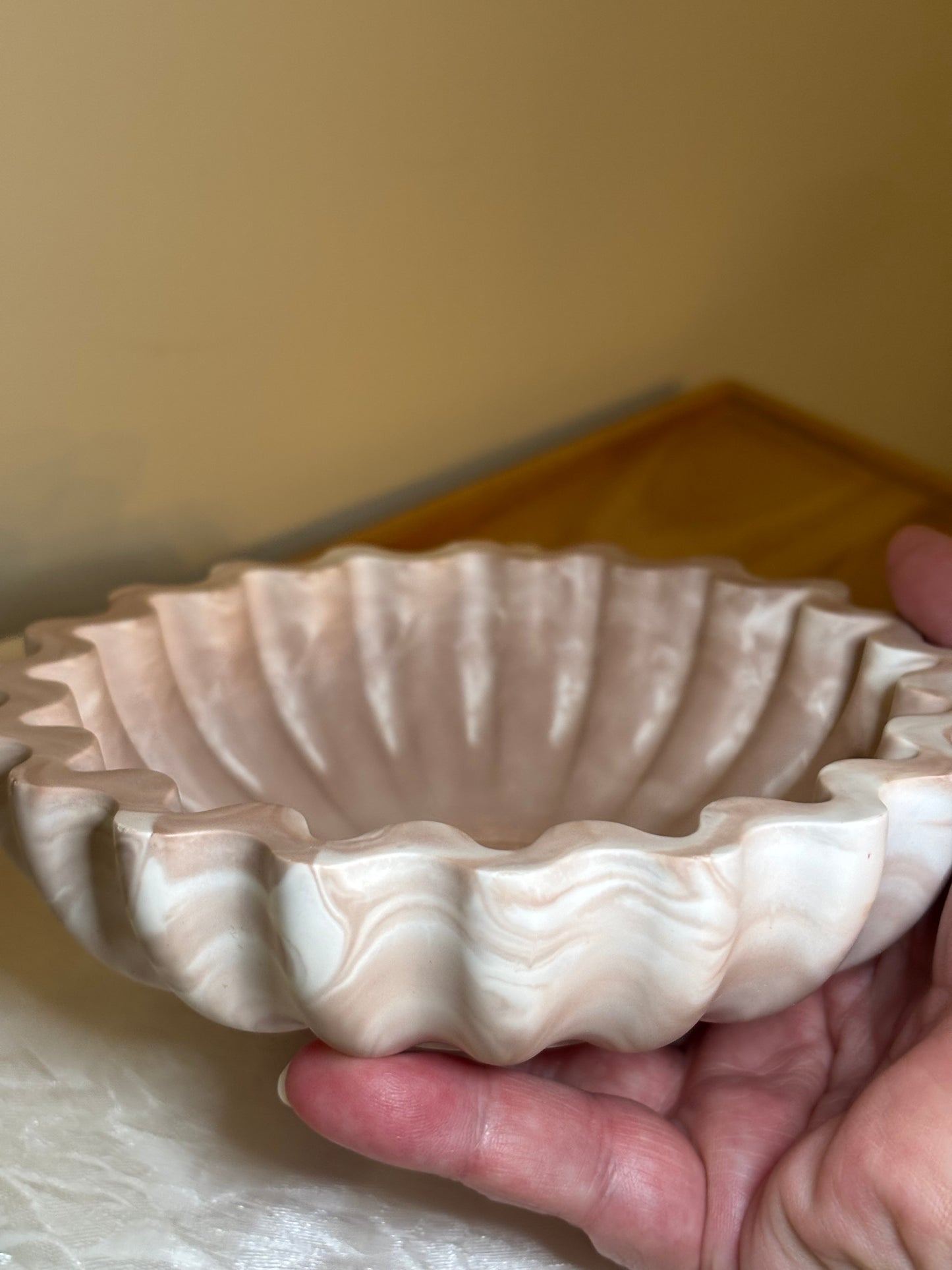 Chocolate & Cream Marbled Catchall Bowl | Artisan Home Decor