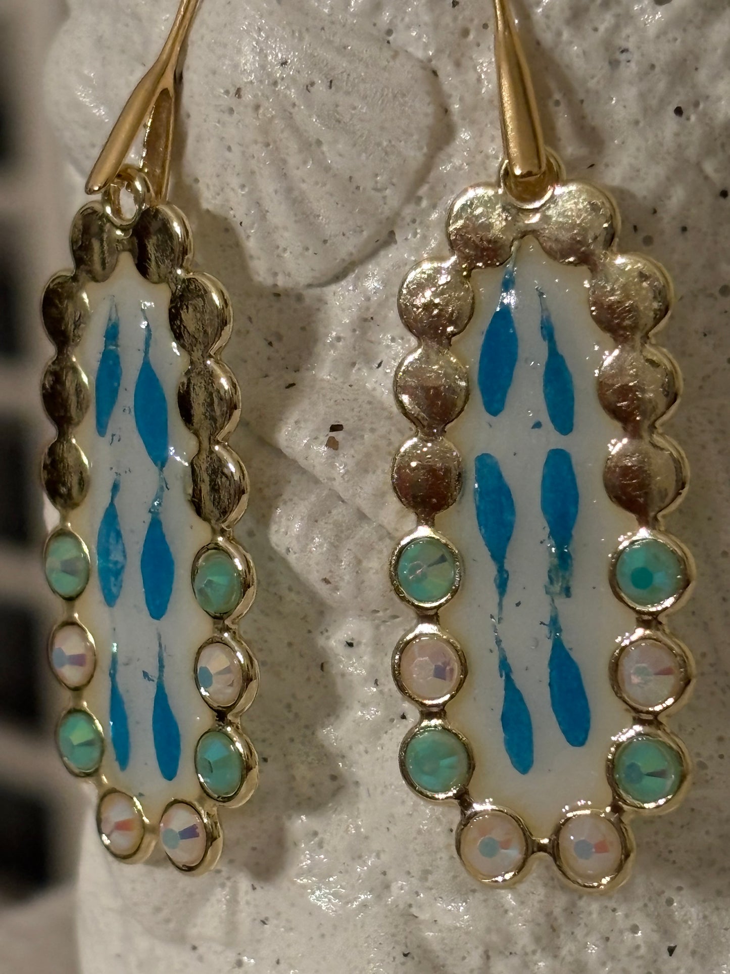Dried Flower Resin Earrings – Turquoise Petal & Gold Dangle Earrings