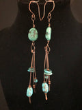 Long Copper & Turquoise Earrings – Blue Howlite Boho Southwestern Jewelry