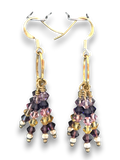Swarovski Crystal Dangle Earrings – Colorful Purple & Gold Statement Jewelry