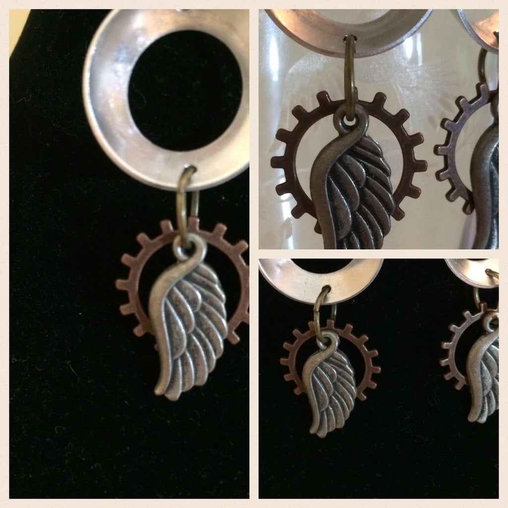 Steampunk Gear Dangle Earrings – Victorian Industrial Mixed Metal Jewelry