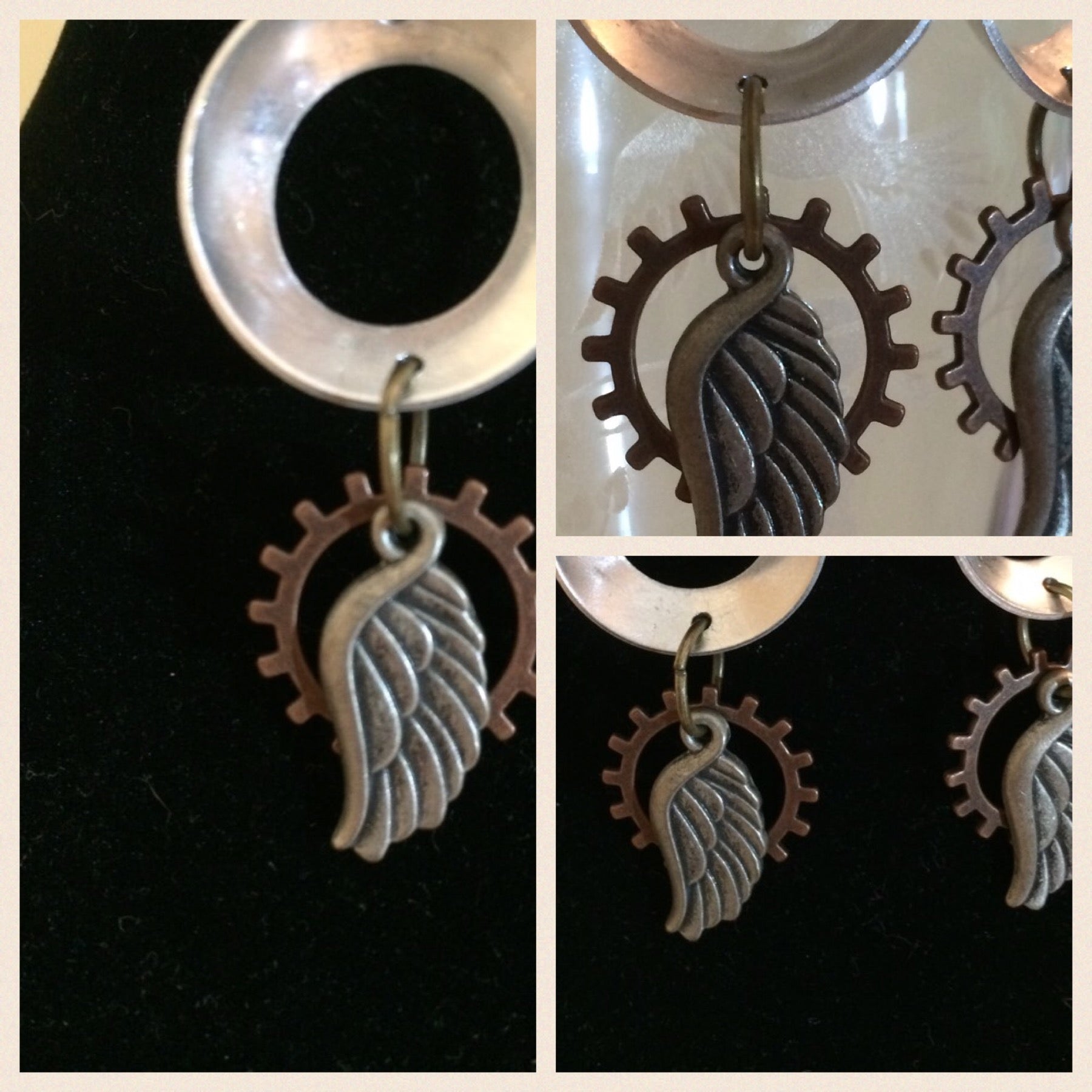 Steampunk Gear Dangle Earrings – Victorian Industrial Mixed Metal Jewelry