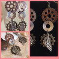 Steampunk Gear Dangle Earrings – Victorian Industrial Mixed Metal Jewelry