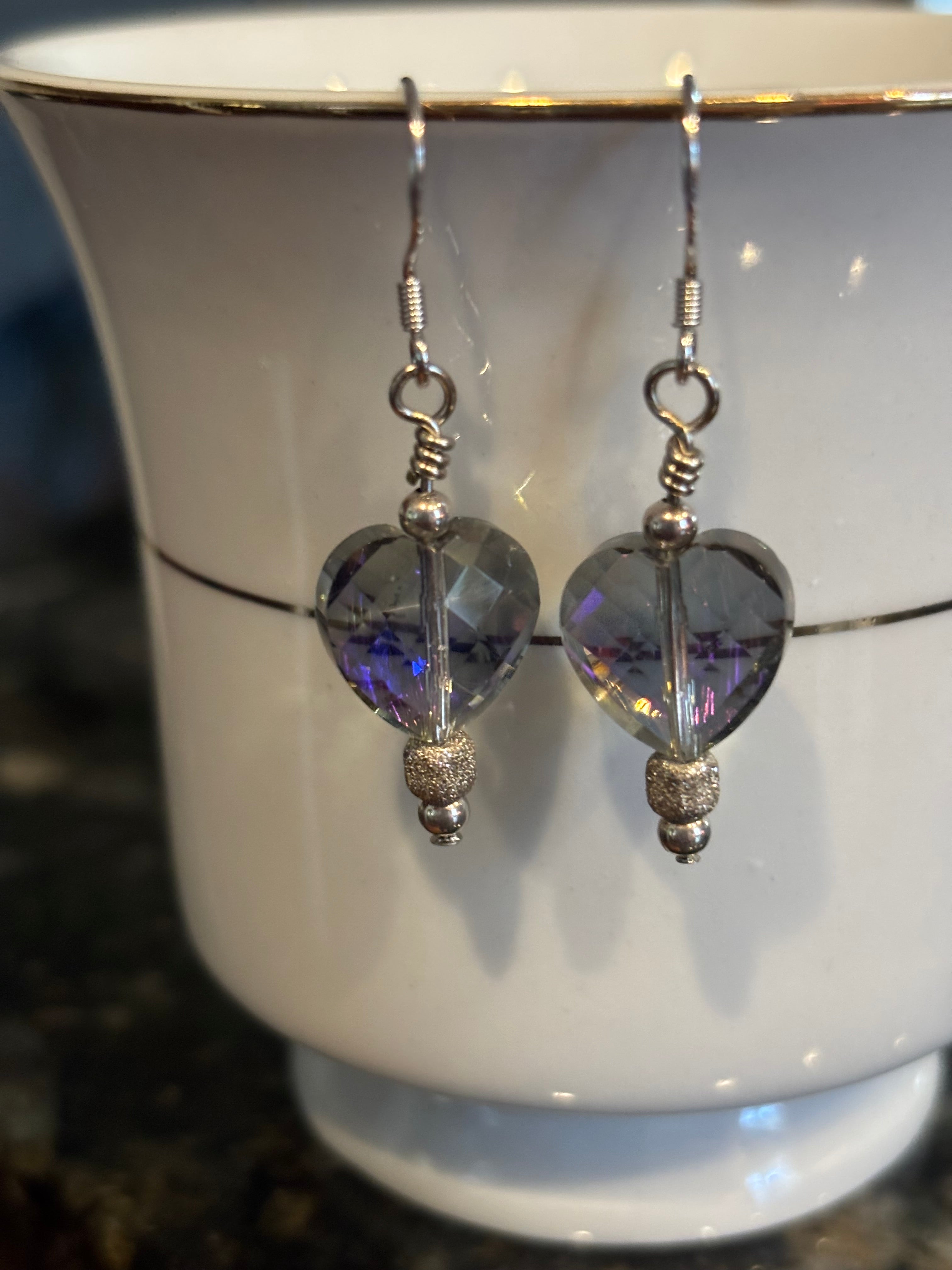 Faceted Heart Dangle Earrings – Sparkling Crystal Silver Love Jewelry