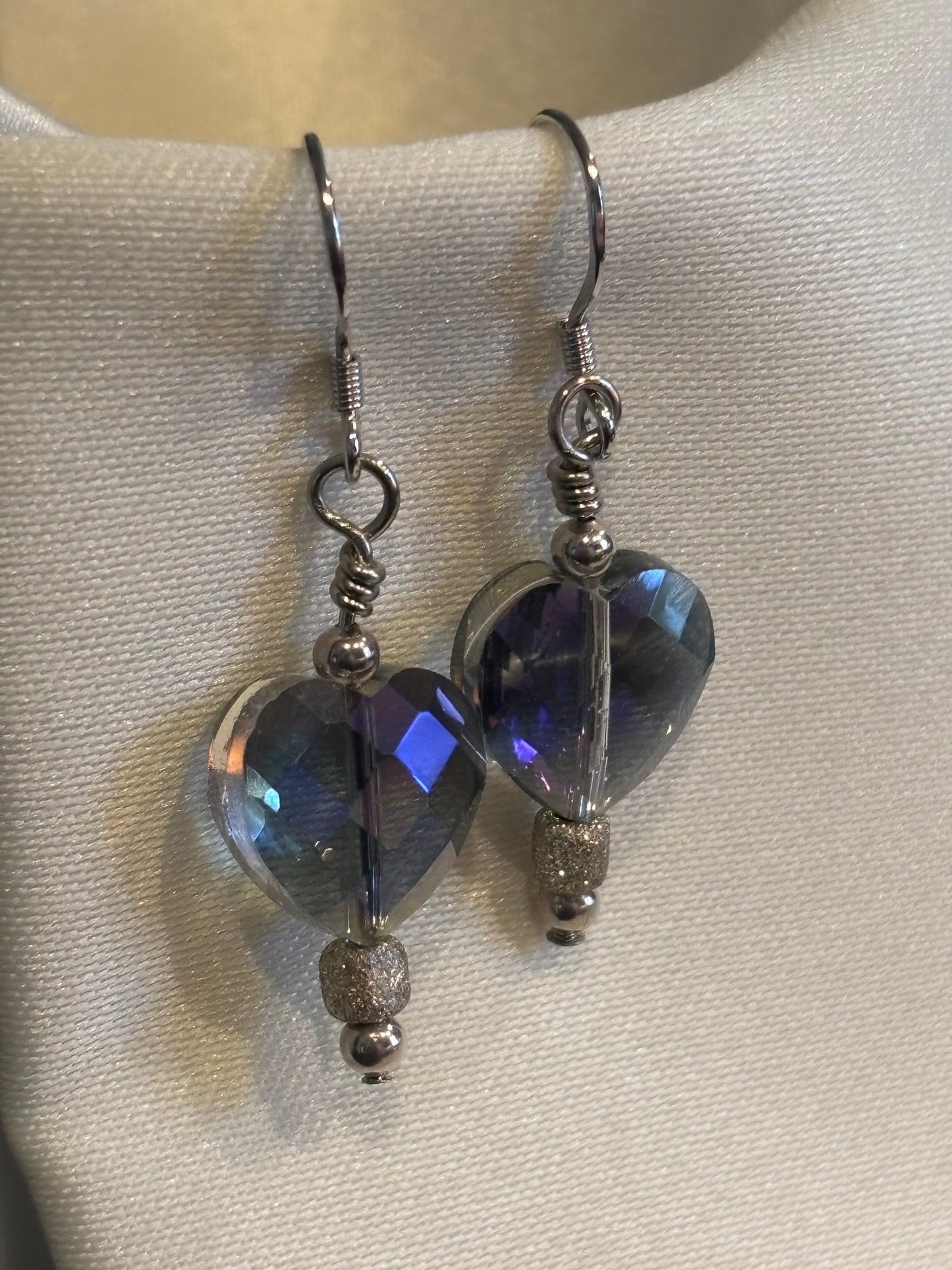 Faceted Heart Dangle Earrings – Sparkling Crystal Silver Love Jewelry