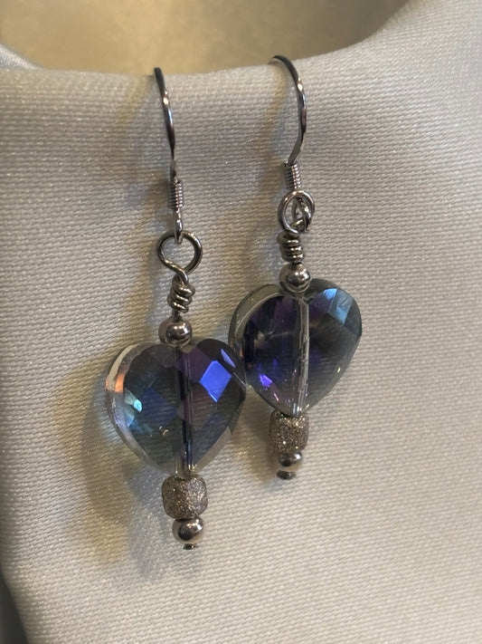 Faceted Heart Dangle Earrings – Sparkling Crystal Silver Love Jewelry