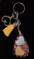 Resin Valentine Conversation Heart Key Ring/Bag Charm Medium Teardrop