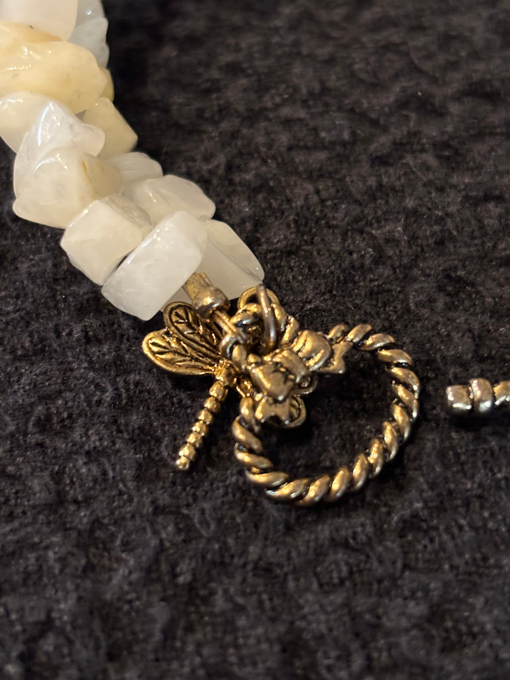 Double Strand Pineapple Quartz Bracelet with Crackle Glass Focal Beads, Dragonfly Charm, Handmade Boho Gemstone Jewelry