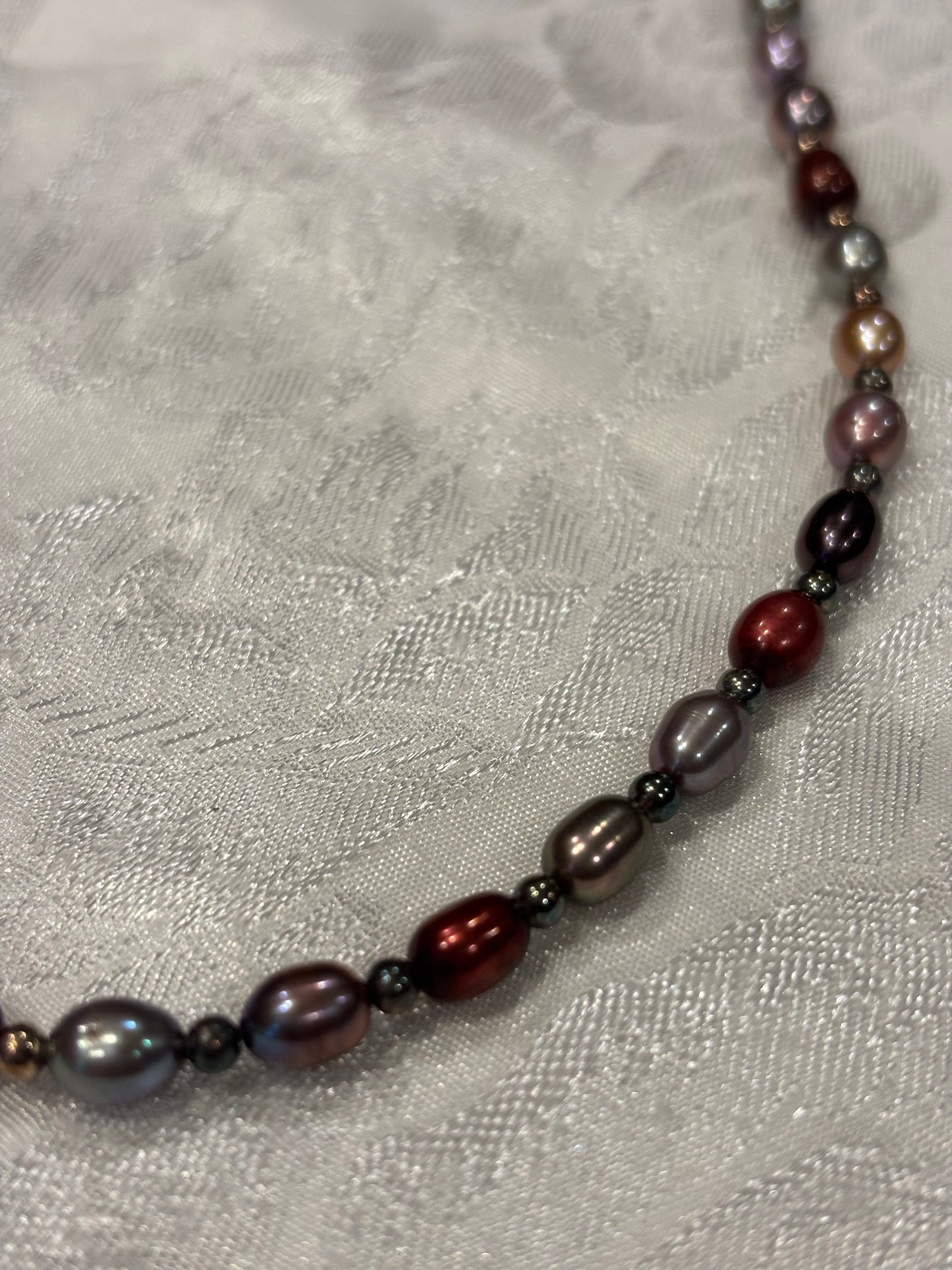 Multi-Color Freshwater Pearl Necklace, 16 Inch with Lobster Clasp, Iridescent Pearl Jewelry, Elegant Everyday Necklace