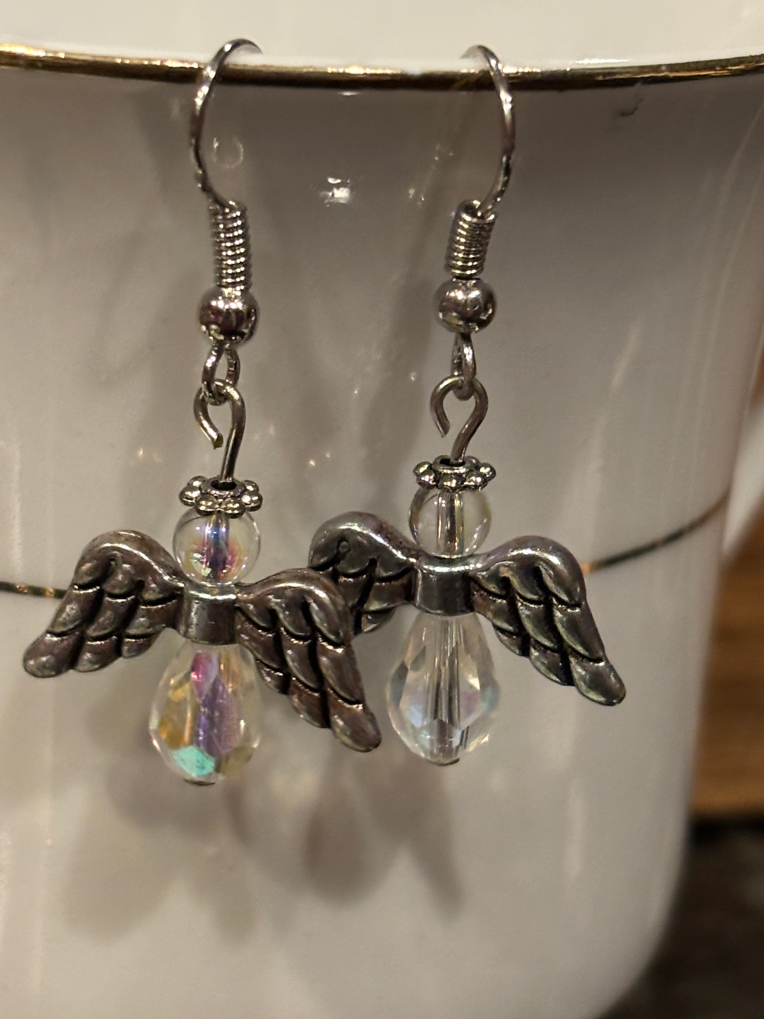 Angels of Mercy Earrings, Guardian Angel Dangle Earrings, Handmade Angel Jewelry in Multiple Colors, Comfort Gift, Spiritual Earrings