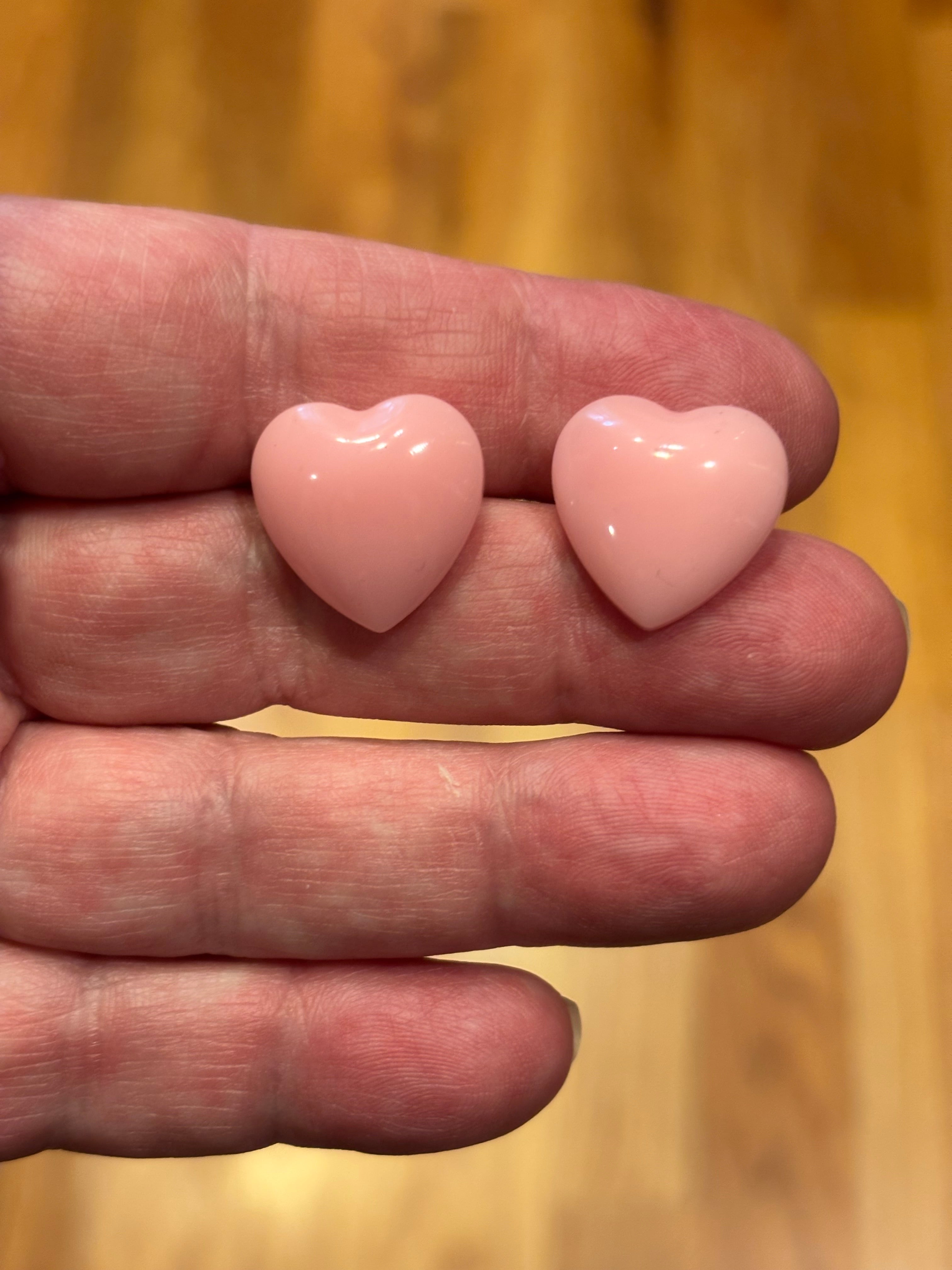 Puffy Heart Resin Stud Earrings – Pink Heart Studs, Cute Minimal Heart Earrings, Handmade Resin Jewelry, Valentine’s Day Gift for Her