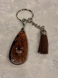 Oval Copper Speckled Resin Keychain with Tassel – Handmade Earthy Boho Key Ring, Unique Artisan Bag Charm Gift (Copy)