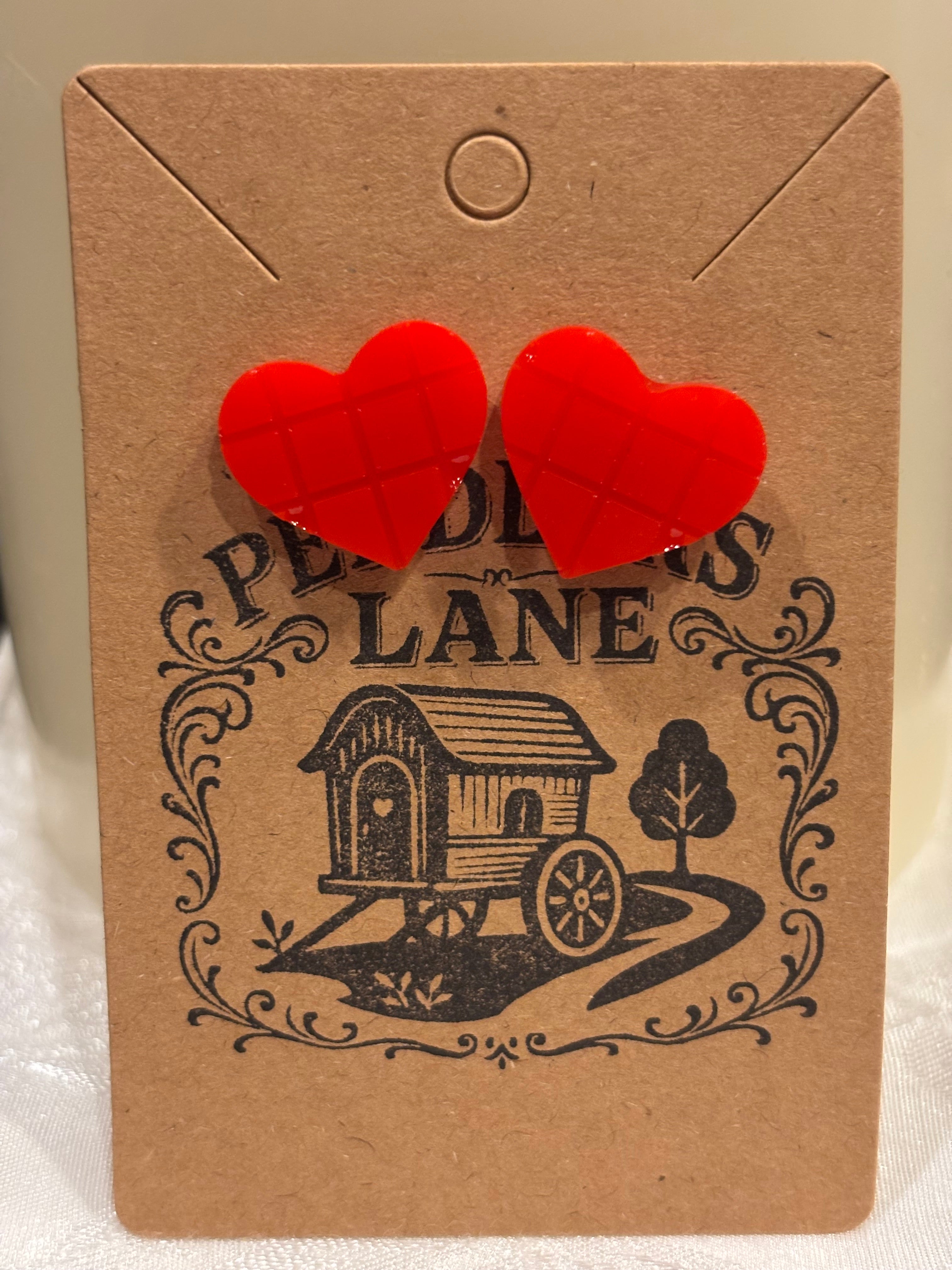 Conversation Heart Stud Earrings – Resin Heart Earrings, Valentine’s Day Jewelry, Cute Candy Heart Studs, Gift for Her