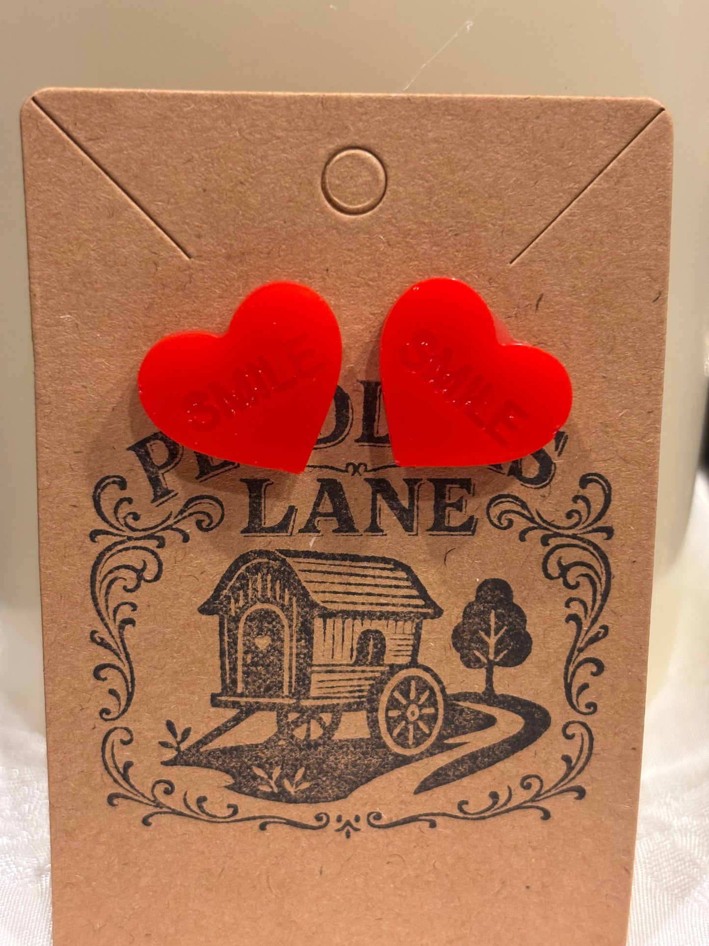 Conversation Heart Stud Earrings – Resin Heart Earrings, Valentine’s Day Jewelry, Cute Candy Heart Studs, Gift for Her