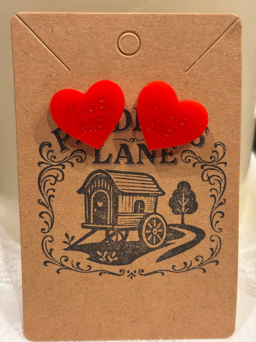 Conversation Heart Stud Earrings – Resin Heart Earrings, Valentine’s Day Jewelry, Cute Candy Heart Studs, Gift for Her