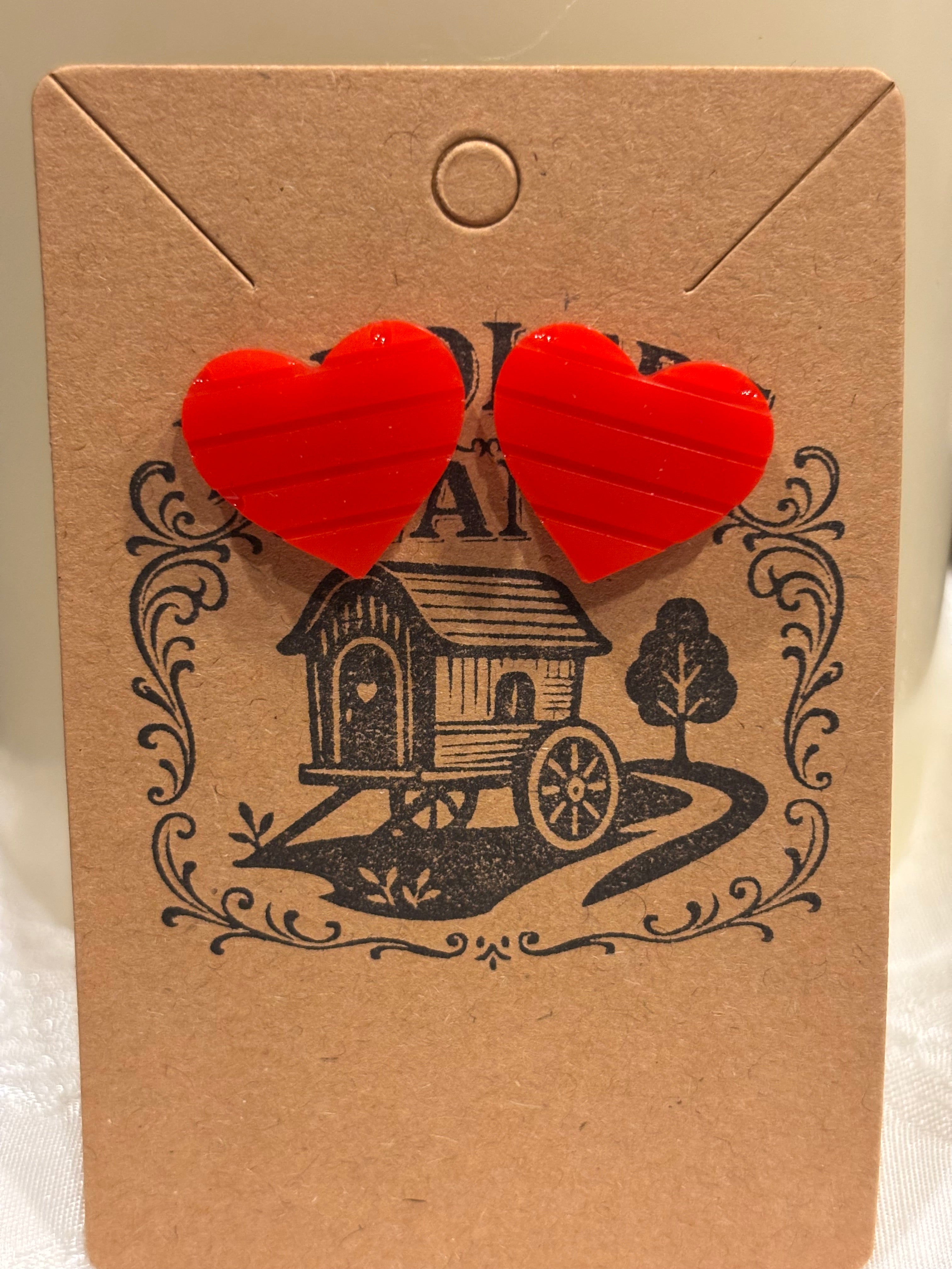 Conversation Heart Stud Earrings – Resin Heart Earrings, Valentine’s Day Jewelry, Cute Candy Heart Studs, Gift for Her