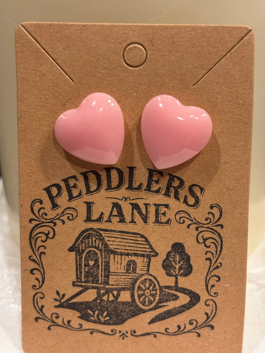 Puffy Heart Resin Stud Earrings – Pink Heart Studs, Cute Minimal Heart Earrings, Handmade Resin Jewelry, Valentine’s Day Gift for Her