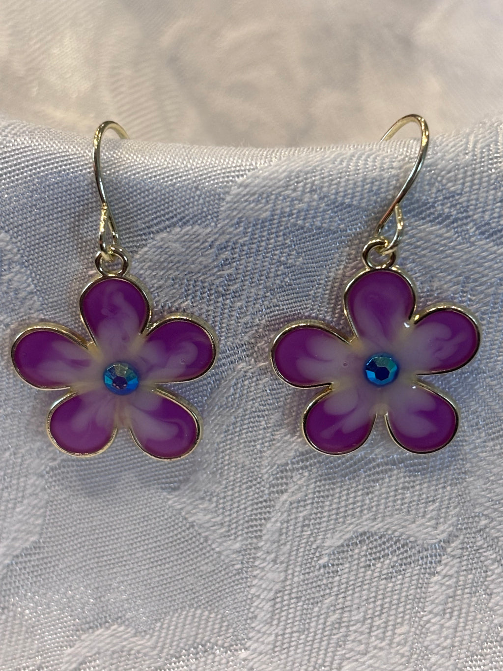 Purple Daisy Flower Dangle Earrings, Cute Floral Earrings, Spring Flower Jewelry, Pink Purple Daisy Earrings, Gift for Her
