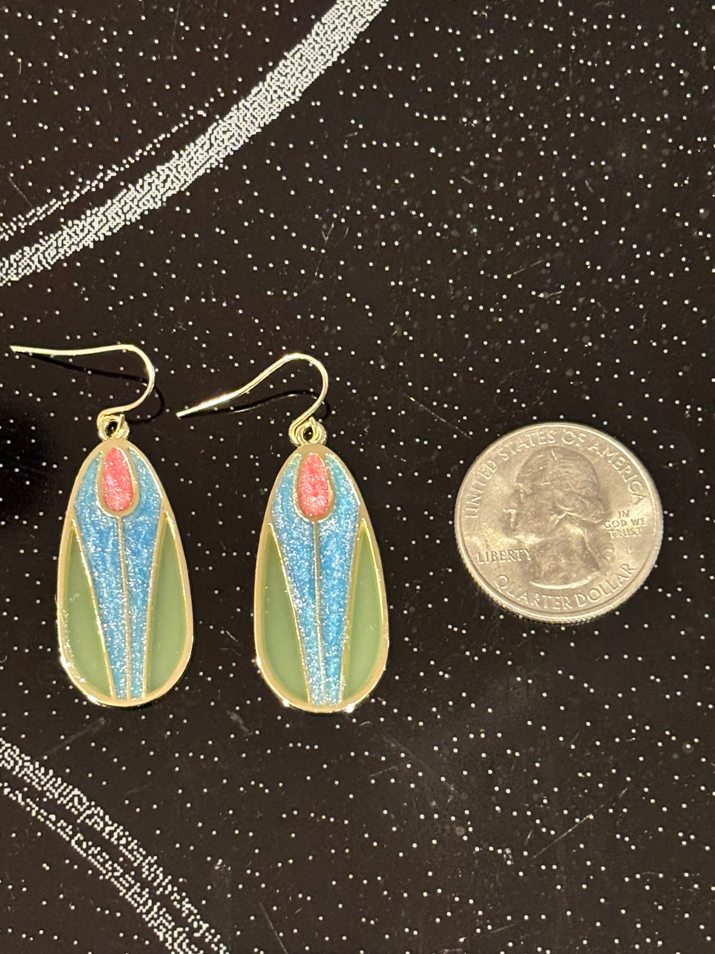 Colorful Tulip Teardrop Earrings | Art Nouveau Inspired Dangle Earrings | Handmade Resin Floral Jewelry | Lightweight Statement Earrings