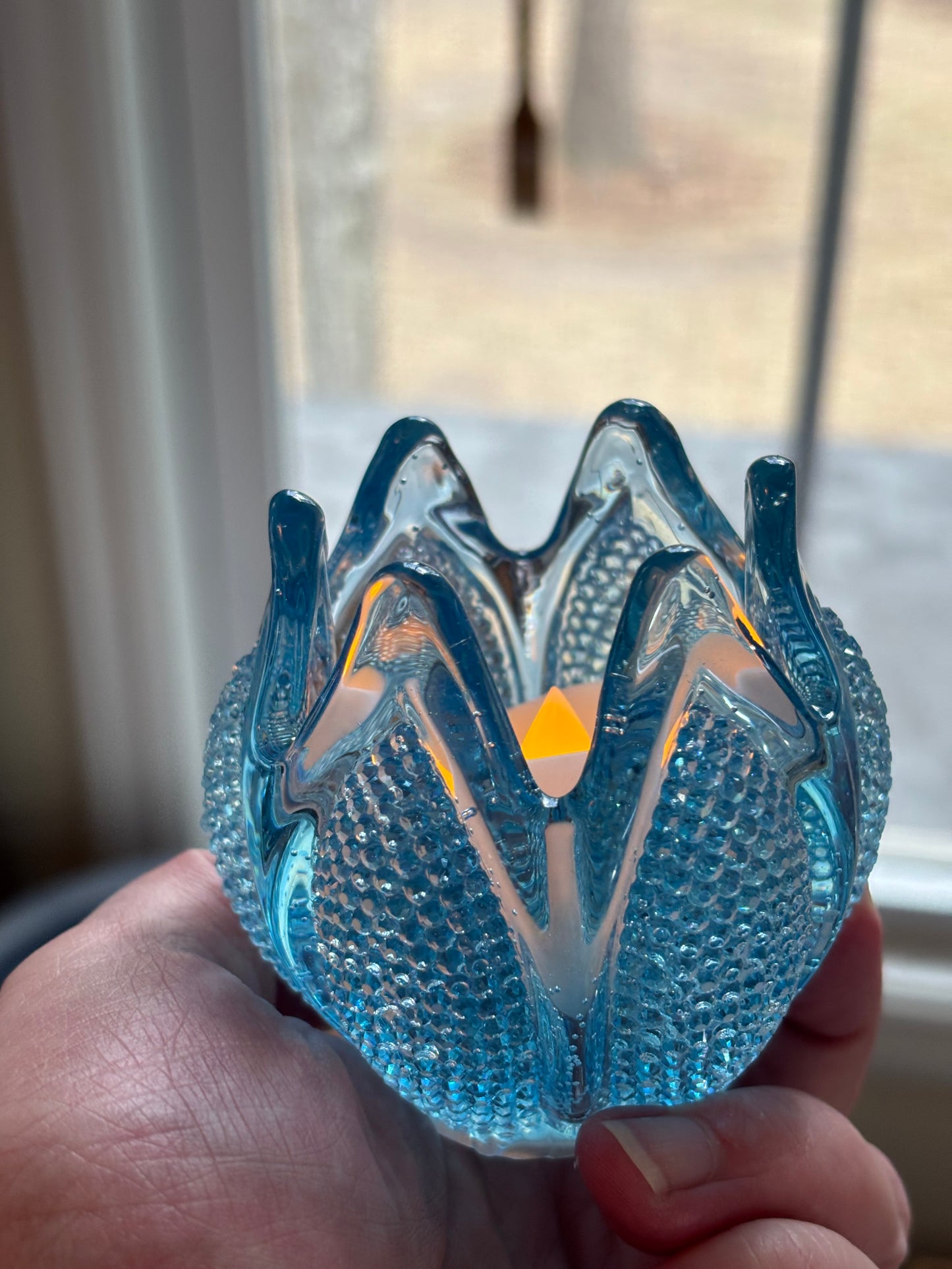 Ocean Glow Resin Candle Holder | Handmade Coastal Decor | Blue Glass Effect Tealight Holder | Unique Gift for Her | Beach House Decor
