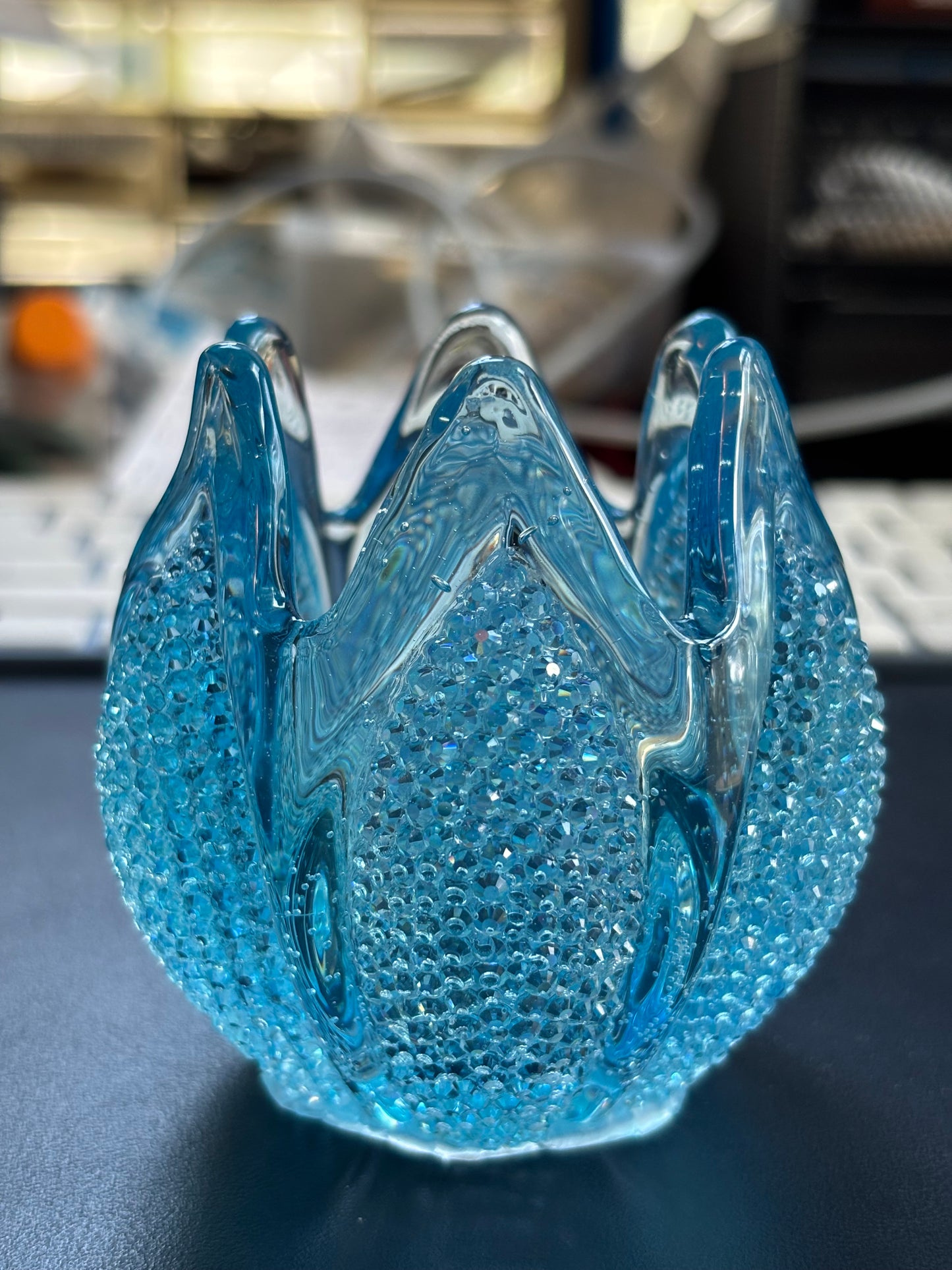 Ocean Glow Resin Candle Holder | Handmade Coastal Decor | Blue Glass Effect Tealight Holder | Unique Gift for Her | Beach House Decor