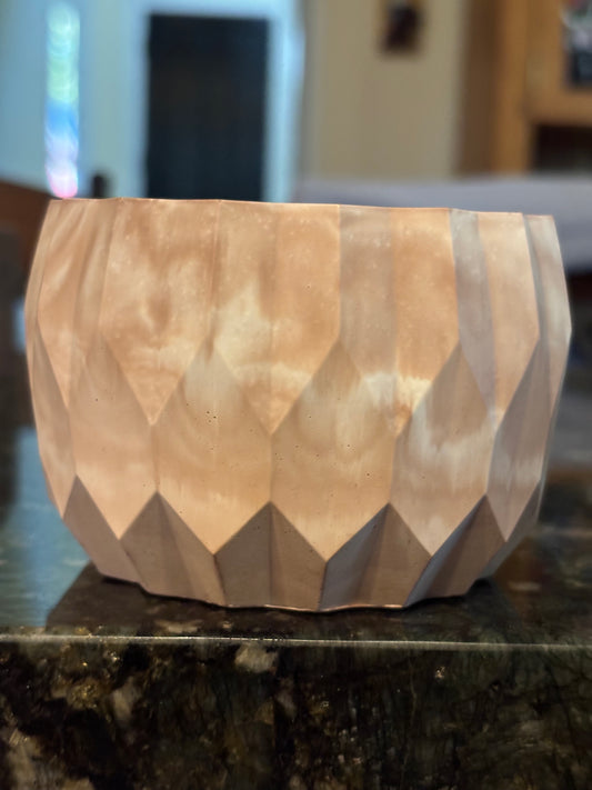 Neutral Faceted Ceramic/Eco Resin Jewelry Dish