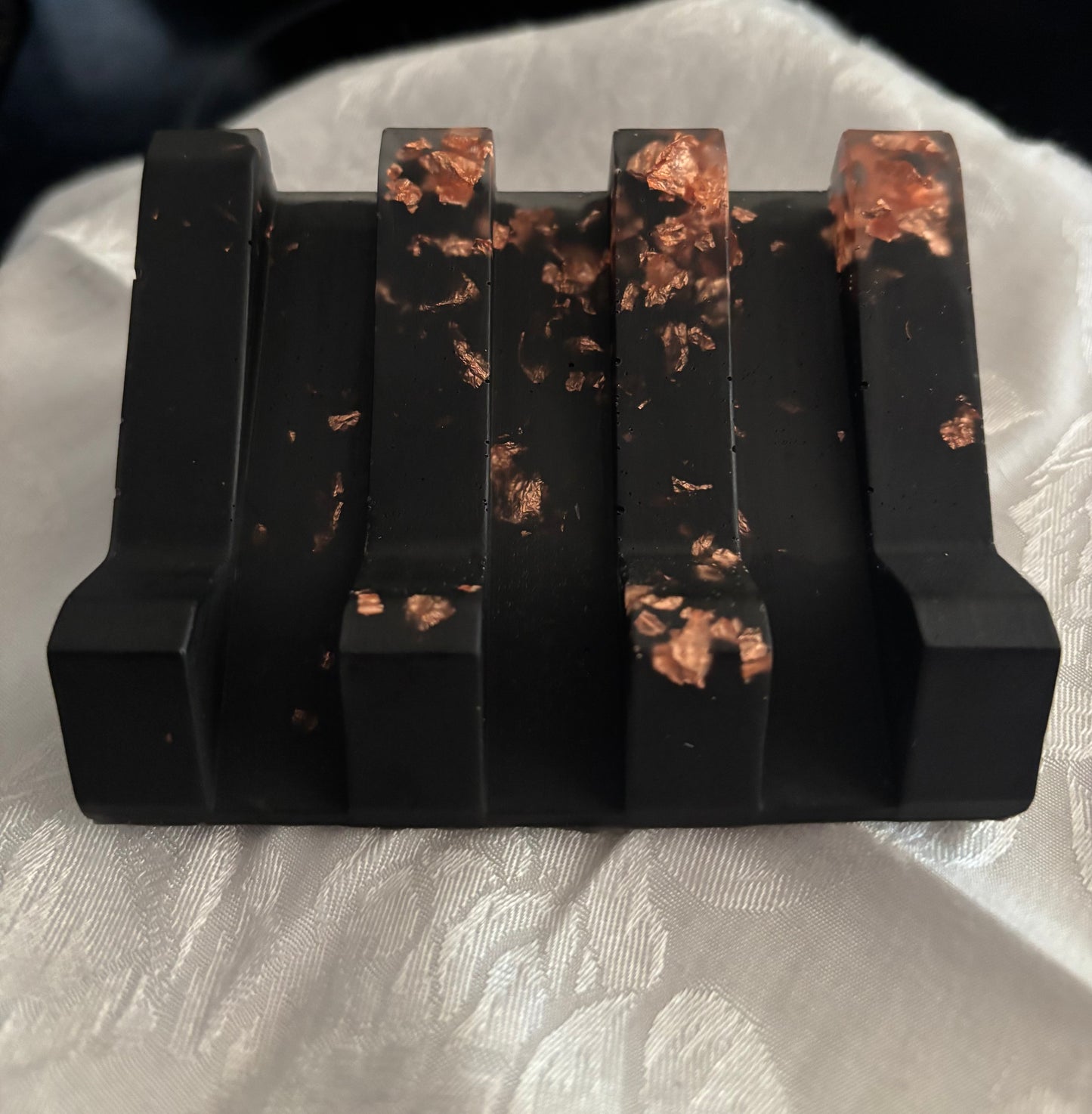 Black and Copper Soap Holder, Handmade Soap Saver, Modern Bathroom Decor, Artisan Bath Accessories