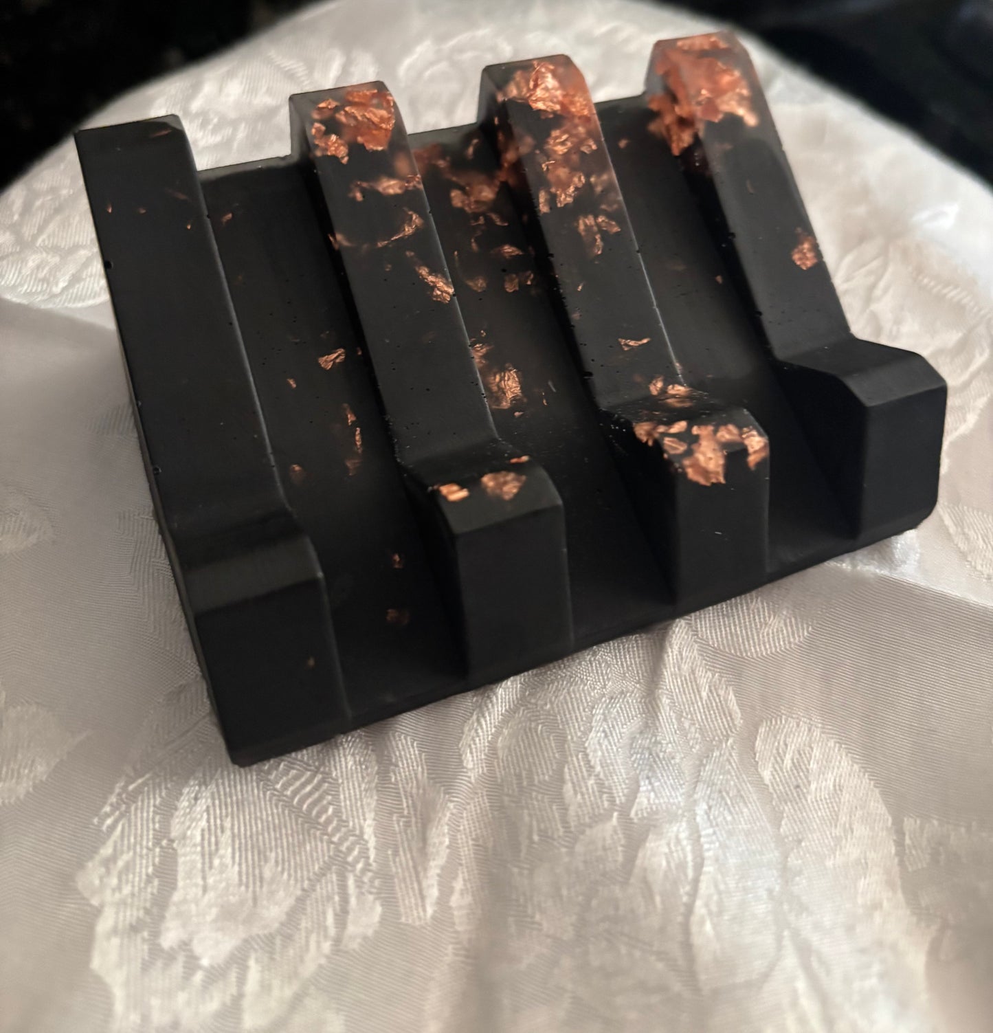 Black and Copper Soap Holder, Handmade Soap Saver, Modern Bathroom Decor, Artisan Bath Accessories