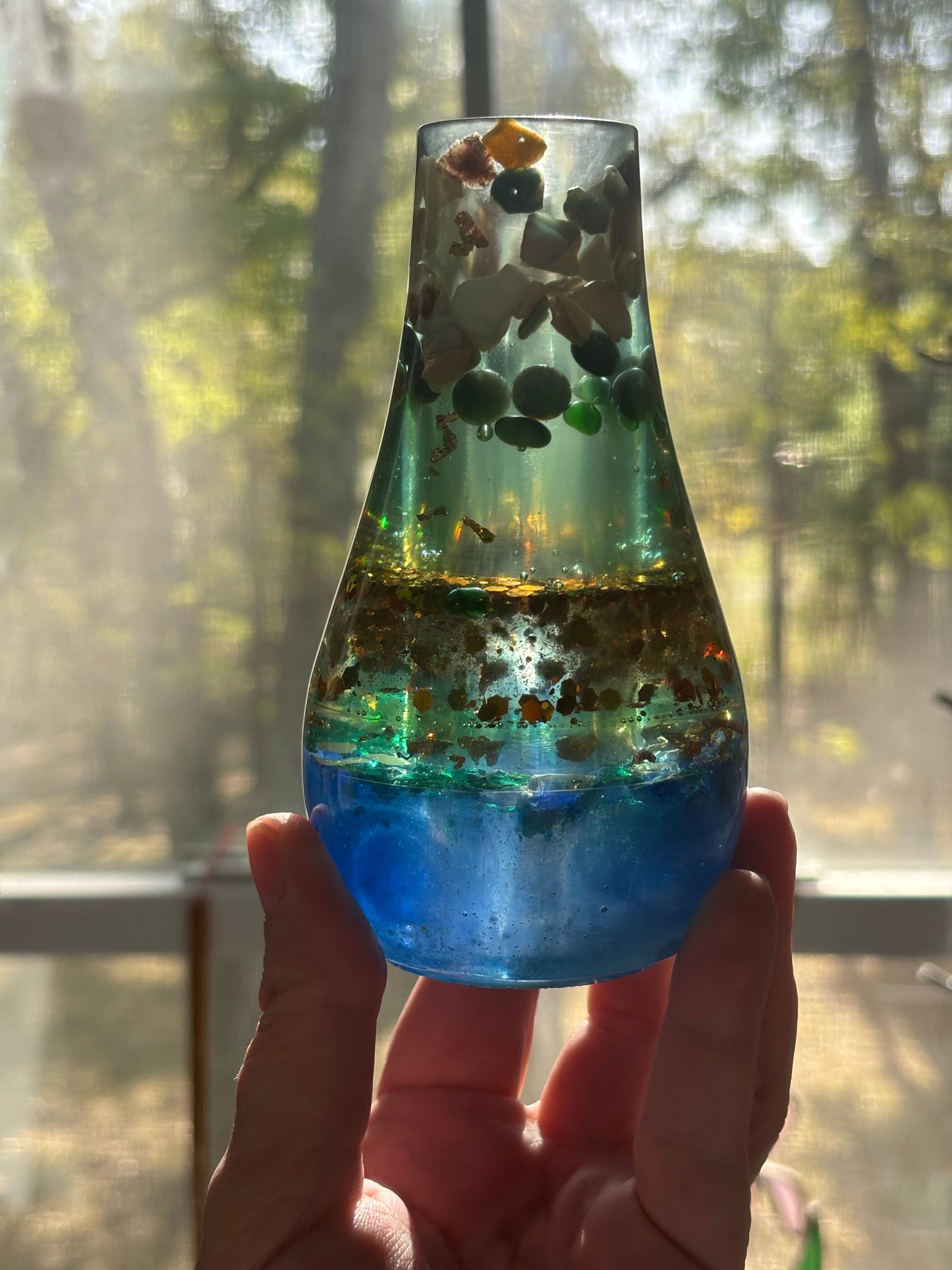 Ocean-Inspired Resin Bud Vase | Coastal Decor | Handmade Resin Vase | Optional LED Light Base | One-of-a-Kind Home Decor Gift