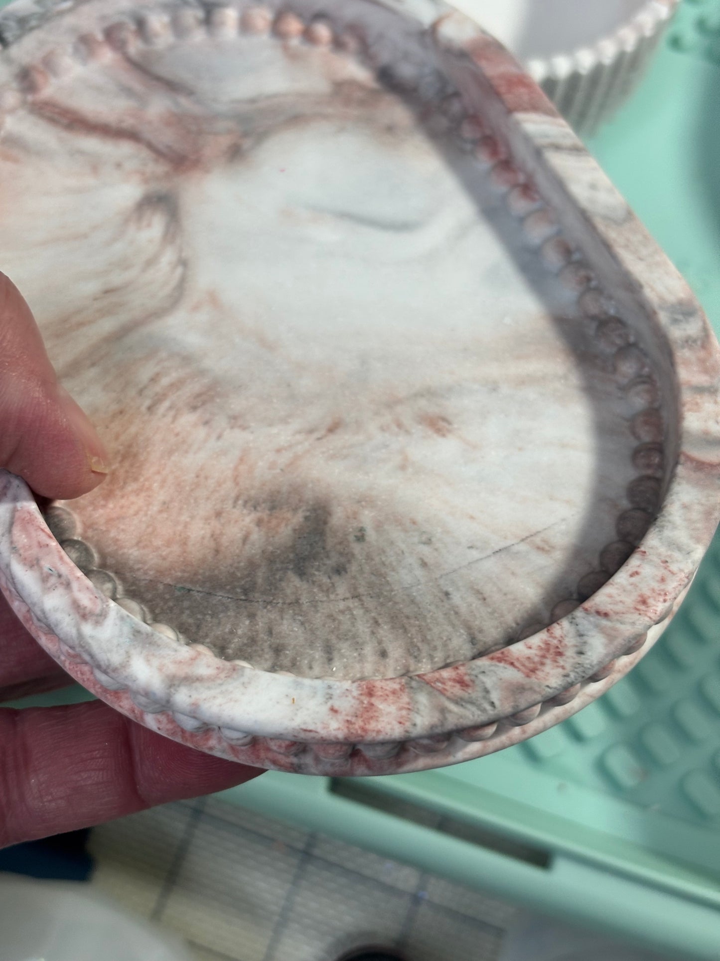 Soft Marble Ceramic Resin Jewelry Tray | Neutral Trinket Dish | Blush Beige Decor | Minimalist Ring Dish | Handmade Gift for Her