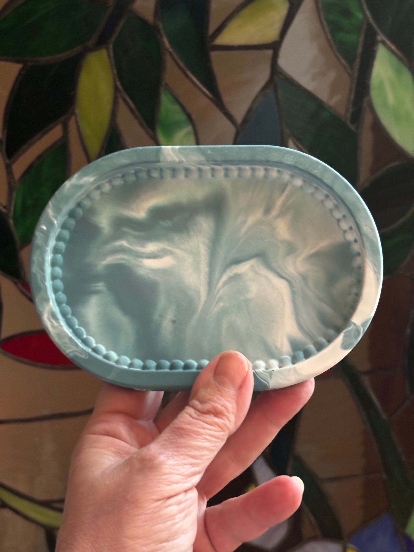 Ocean-Inspired Resin Jewelry Tray | Coastal Ring Dish | Handmade Trinket Tray | Blue Resin Decor | One-of-a-Kind Gift