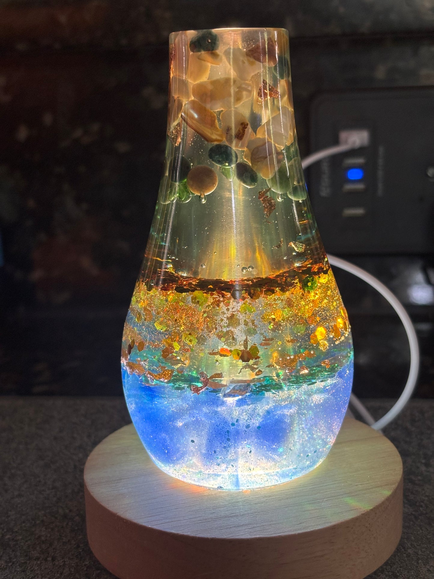 Ocean-Inspired Resin Bud Vase | Coastal Decor | Handmade Resin Vase | Optional LED Light Base | One-of-a-Kind Home Decor Gift