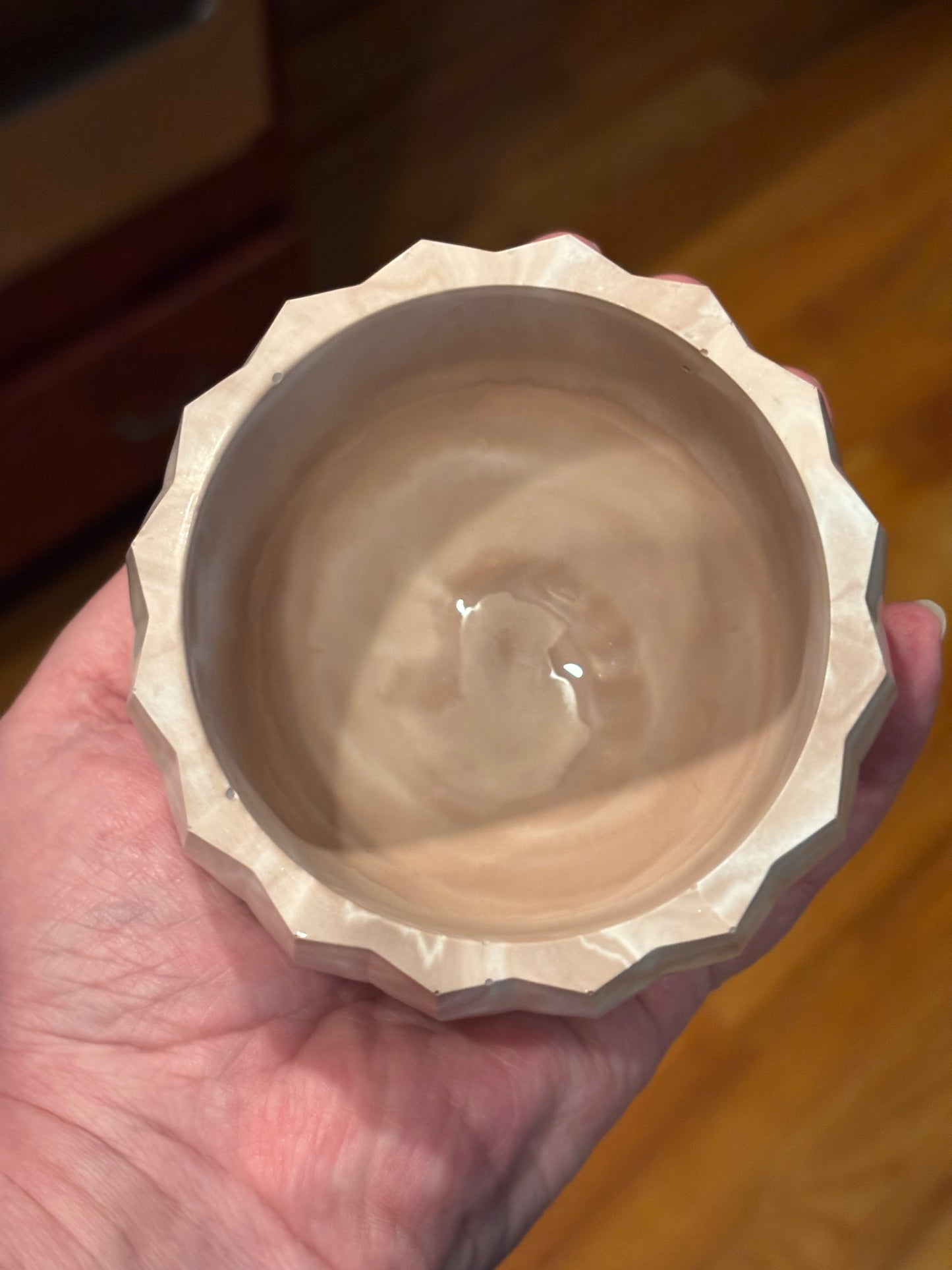 Neutral Faceted Ceramic/Eco Resin Jewelry Dish