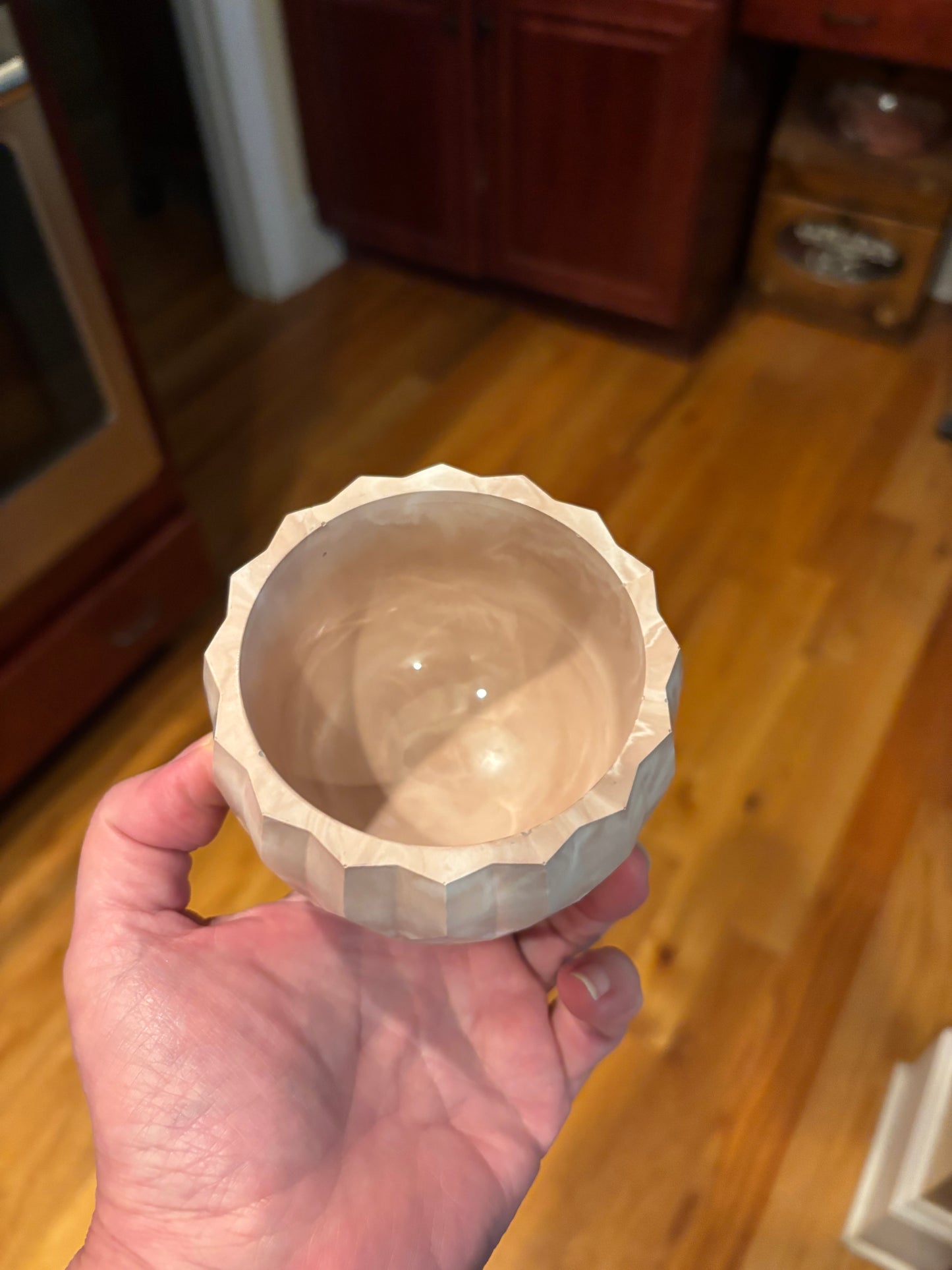 Neutral Faceted Ceramic/Eco Resin Jewelry Dish